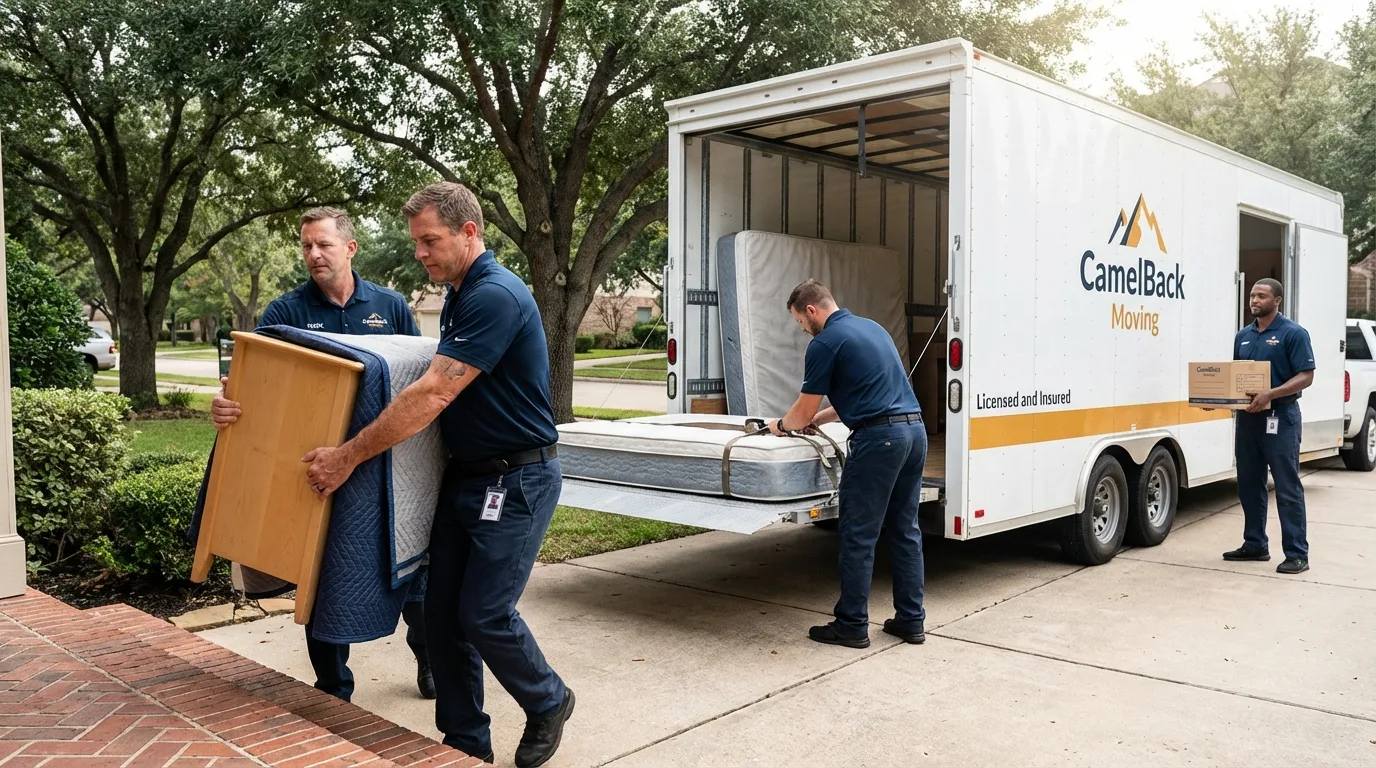 Crew loading residential truck for cross-state move from Conley, GA